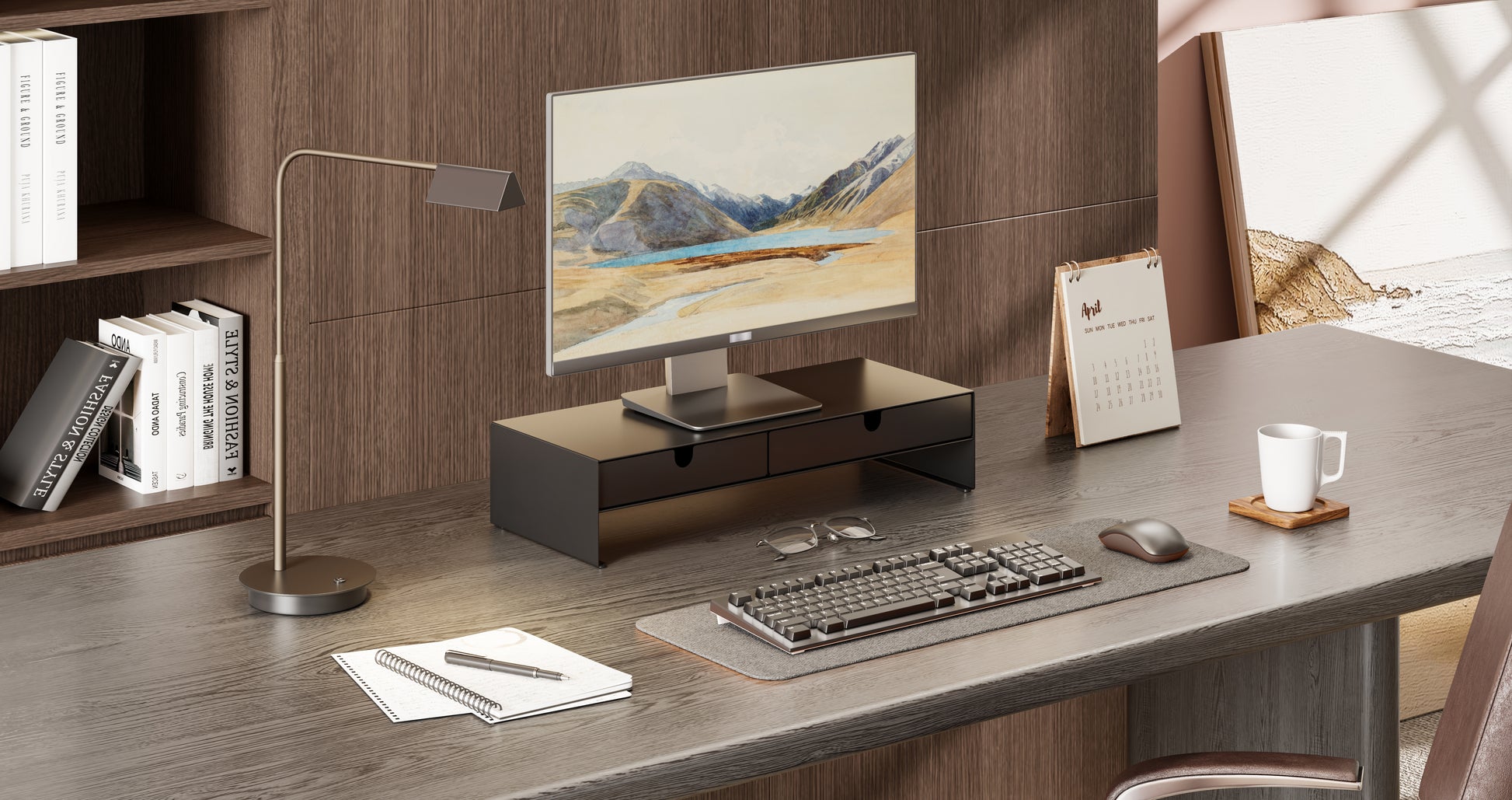 מעמד שולחני למסך או מחשב נייד כולל 2 מגי