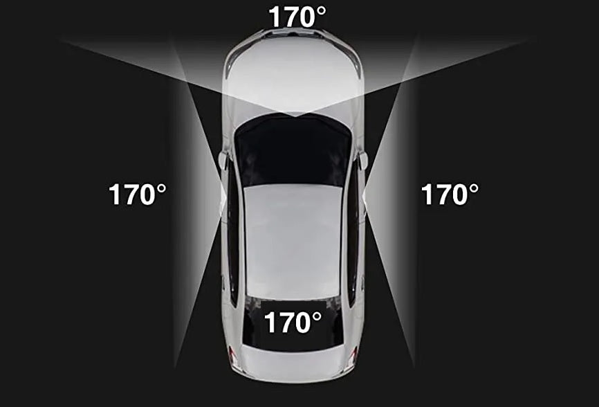 מצלמת דרך חכמה לרכב 360 עם 4 עדשות לכיסוי מלא כולל צילום בחניה והקלטה בתנועה