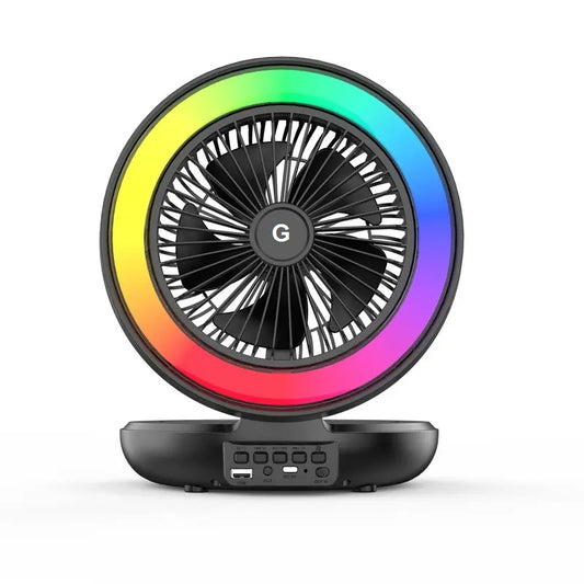 מאוורר עוצמתי נייד נטען עם רדיו מובנה חיבור בלוטוט ותאורה