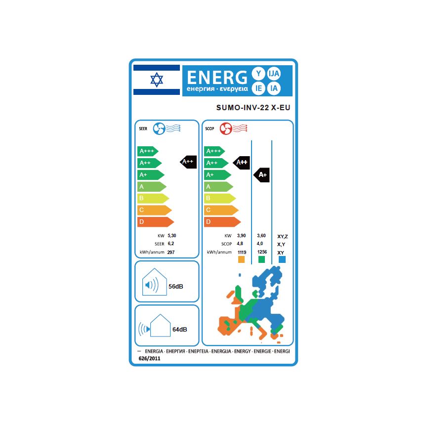 מזגן עילי טורנדו TORNADO SUMO INV 22X EU