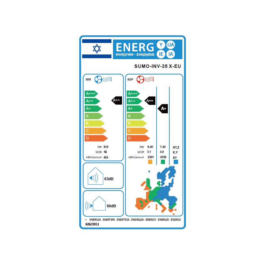 מזגן עילי טורנדו TORNADO SUMO INV 35X EU