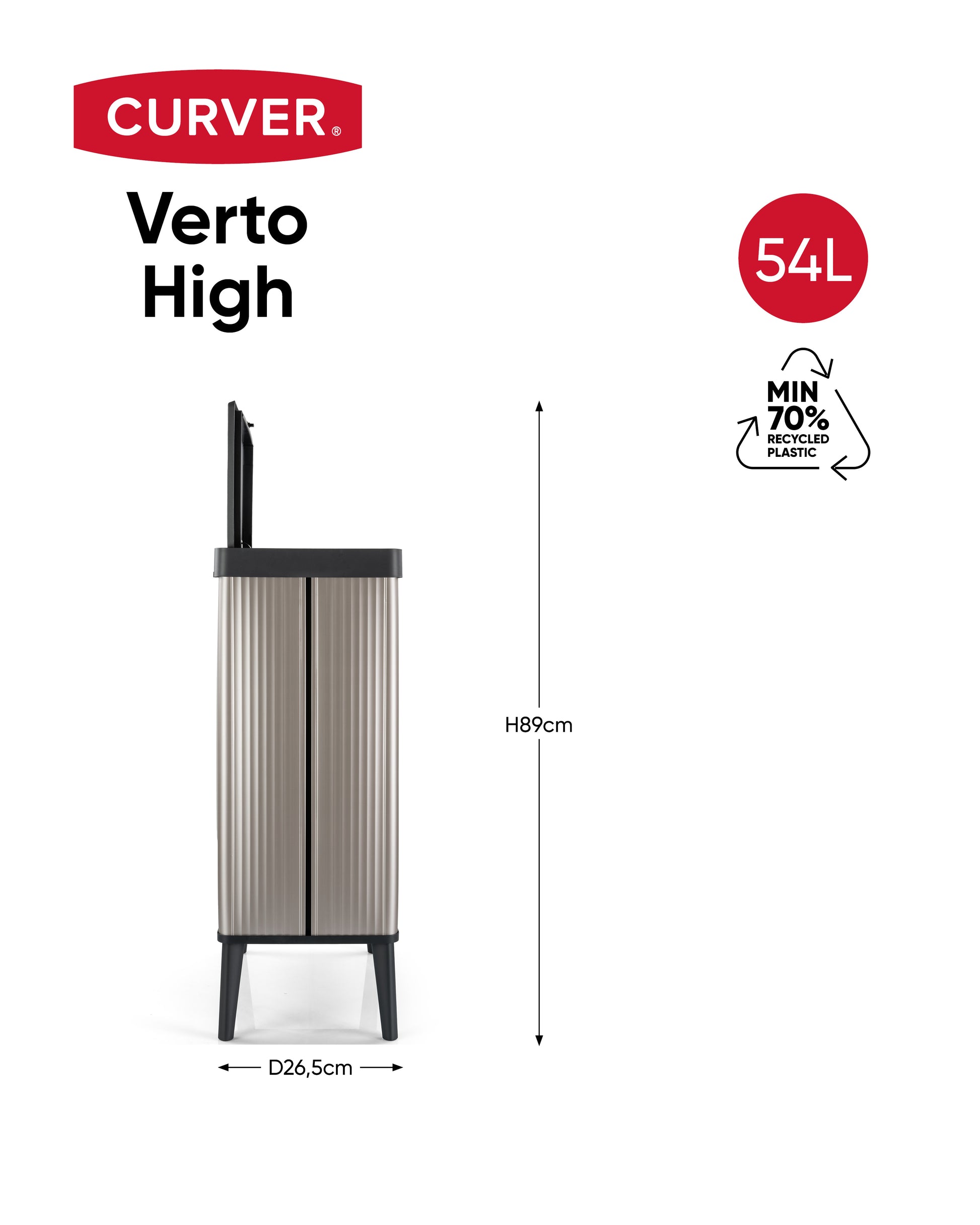 פח ורטו 54 ליטר אפור