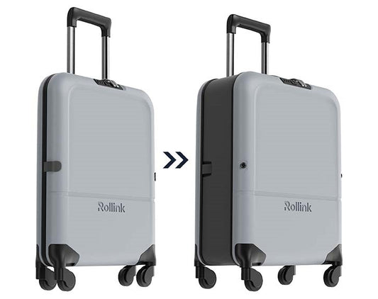 FLEX LIGHT המזוודה המתקפלת הדקה ביותר בעולם עליה למטוס 21'' של מותג המזוודות החכמות Rollink צבע אפור