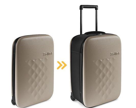 FLEX VEGA המזוודה המתקפלת הדקה ביותר בעולם עליה למטוס 21'' של מותג המזוודות החכמות Rollink צבע אפור