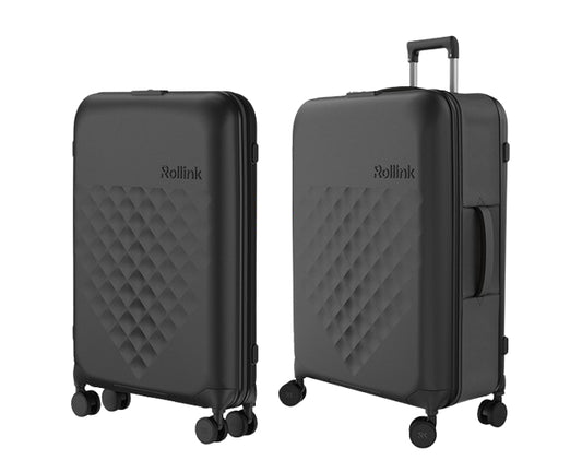 FLEX - 360 SPINNER המזוודה המתקפלת הדקה ביותר בעולם 29'' של מותג המזוודות החכמות Rollink צבע שחור