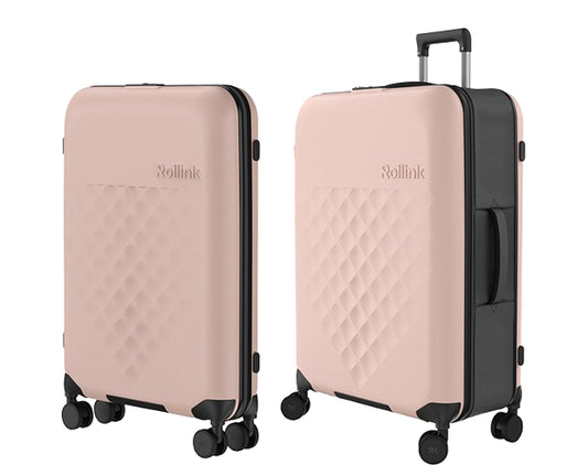 FLEX - 360 SPINNER המזוודה המתקפלת הדקה ביותר בעולם 29'' של מותג המזוודות החכמות Rollink צבע ורוד