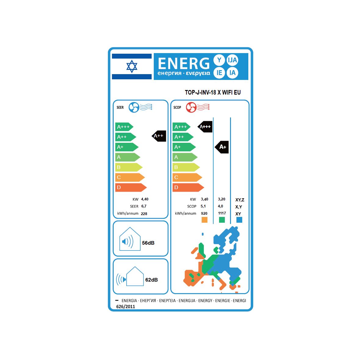 מזגן עילי טורנדו Tornado TOP J INV 18 X WIFI EU