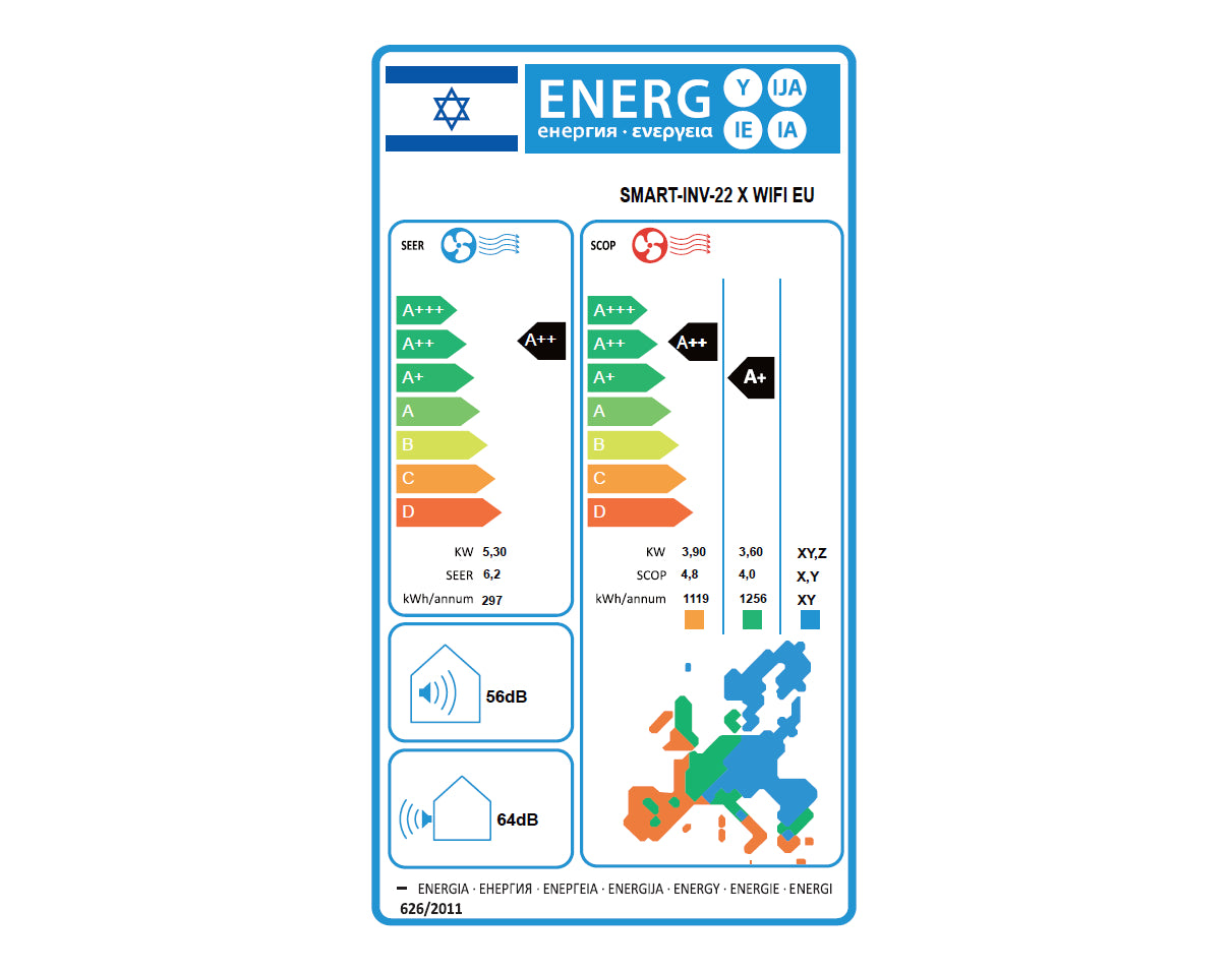 מזגן עילי טורנדו TORNADO SMART INV 22 X WIFI EU צבע לבן