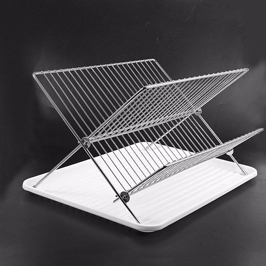 מייבש כלים מתקפל ניקל עם מגש לבן