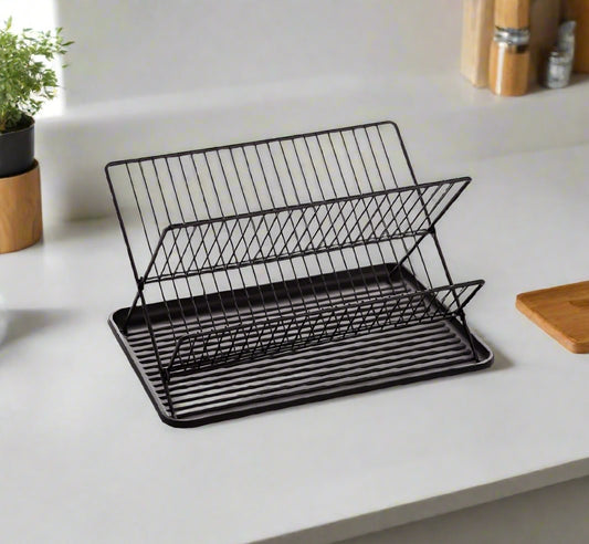 מייבש כלים מתקפל ניקל עם מגש שחור