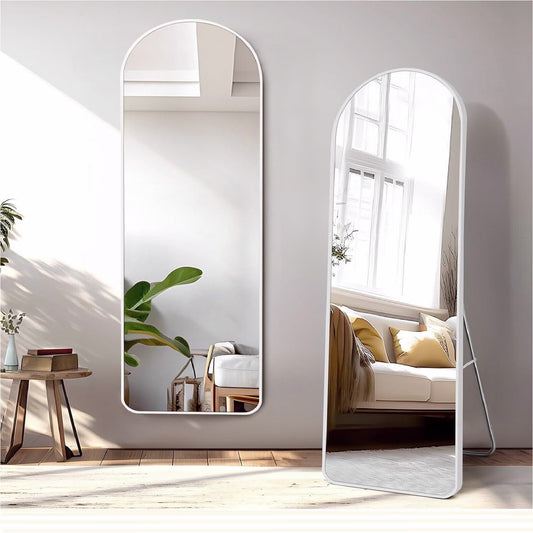 מראה חצי אובלית לבנה 150*40 ס"מ