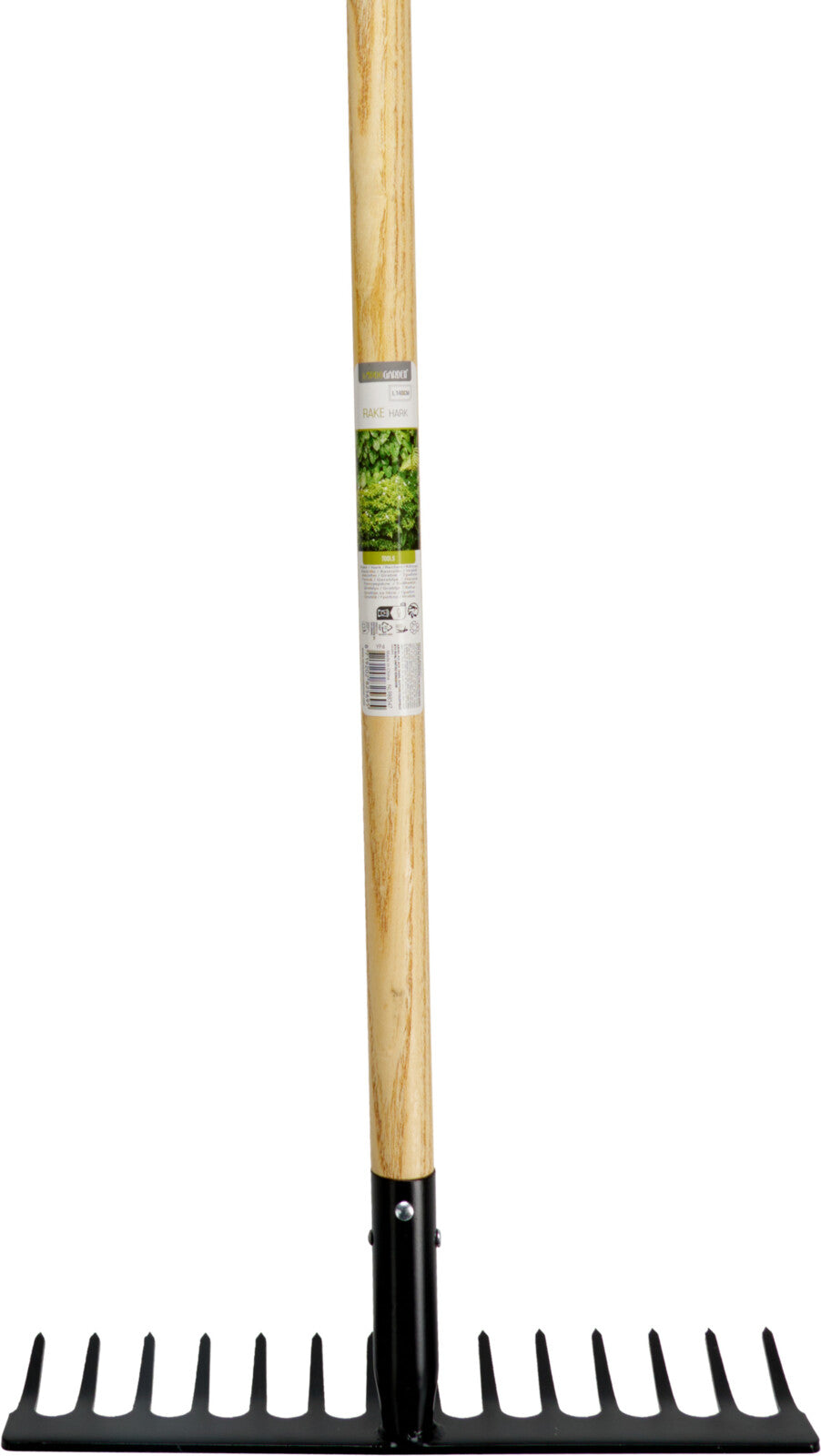 מגרפה מתכת 14 שיניים ידית עץ