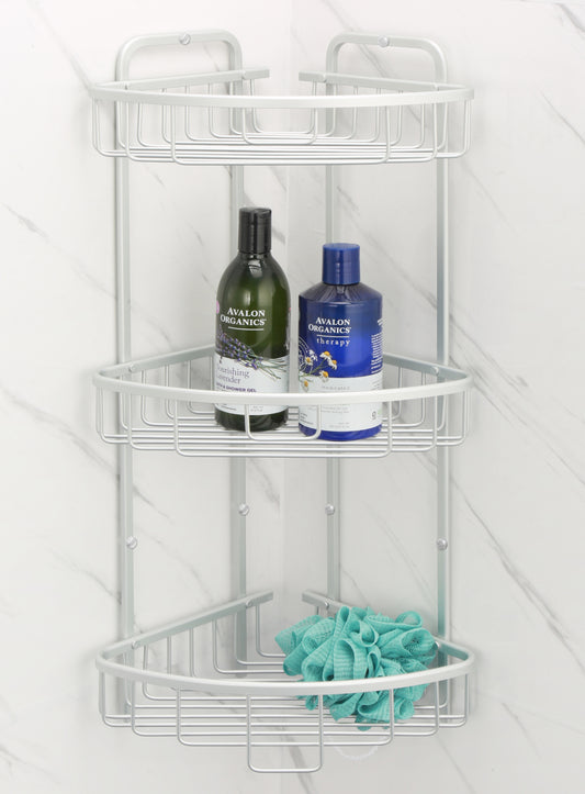 מדף פינתי אלומיניום 3 קומות כרום בהברגה