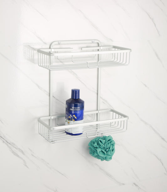 מדף מלבני אלומיניום 2 קומות כרום בהברגה