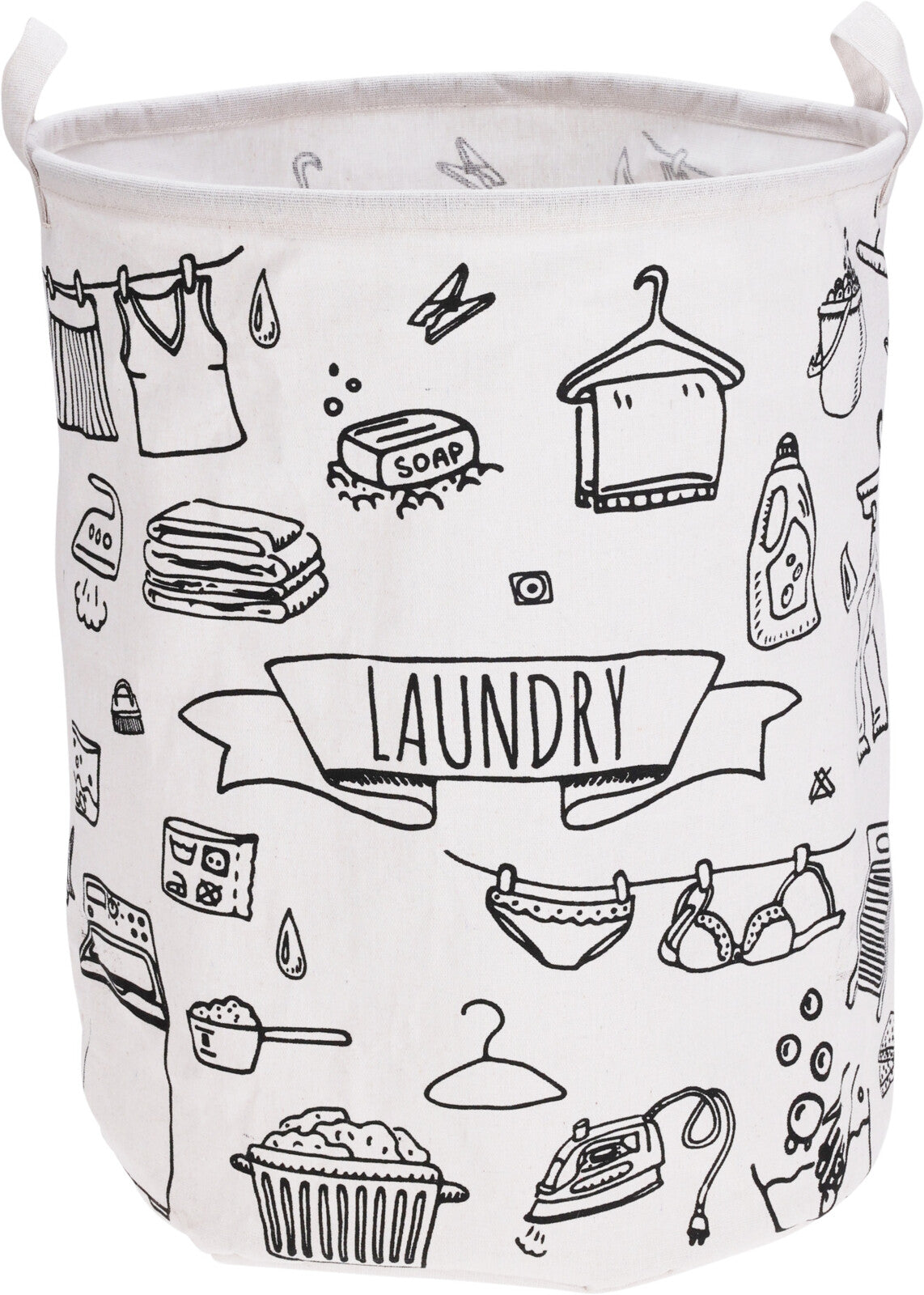 סל כביסה קנווס שחור לבן