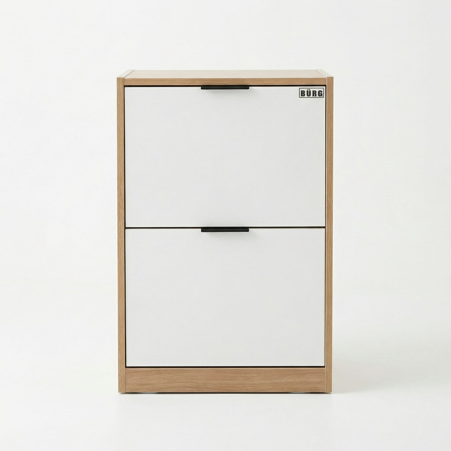 ארון נעליים 2 תאים טבעי ידית שחורה/לבן