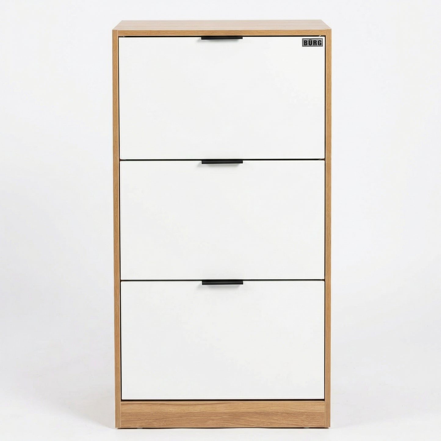 ארון נעליים 3 תאים טבעי ידית שחורה/לבן