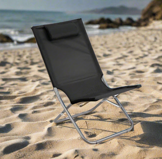 כסא ים מתקפל נמוך עם כרית ראש