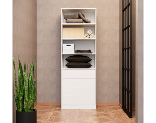 ארון אחסון בגובה מלא עם מגירות ומדפים פתוחים רוחב 80 ס"מ דגם עמית X80