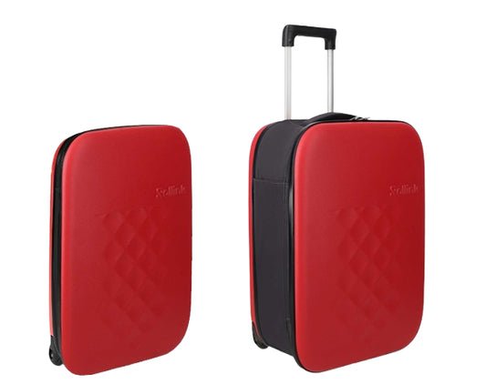 FLEX VEGA המזוודה המתקפלת הדקה ביותר בעולם עליה למטוס 21'' של מותג המזוודות החכמות Rollink צבע אדום