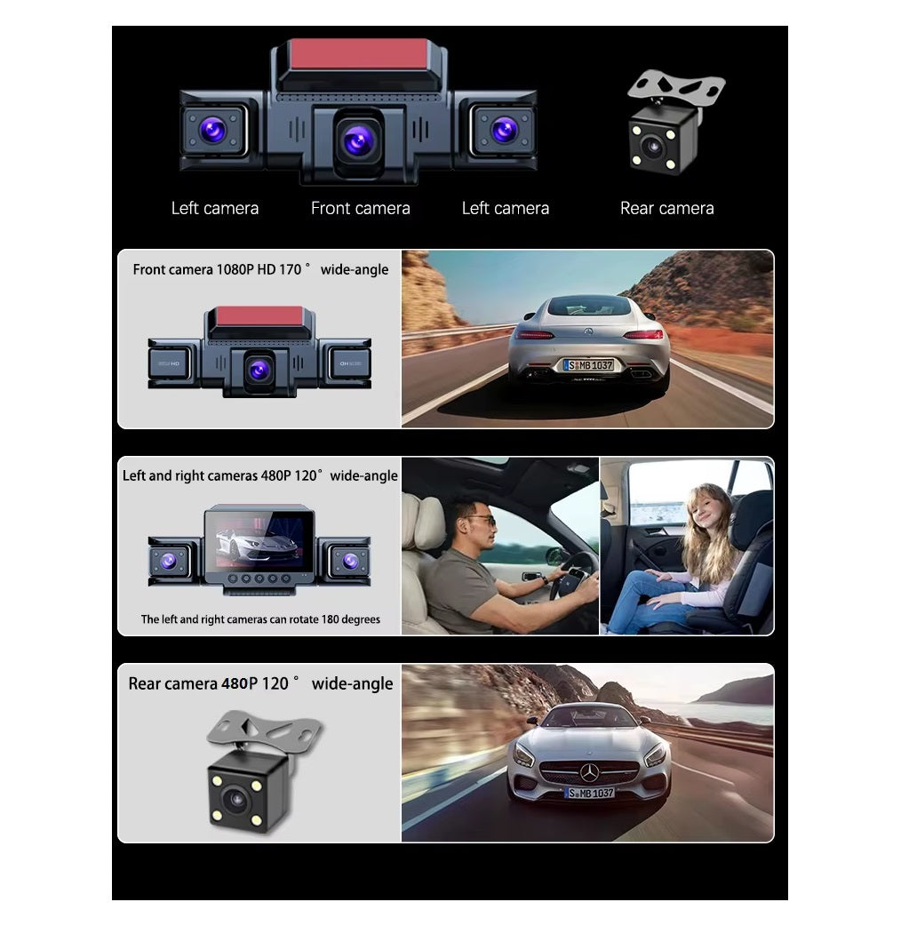 מצלמת דרך 4 כיוונים 360 מעלות עם צג צבעוני ו- 4 עדשות כולל צילום אפשרות בחניה
