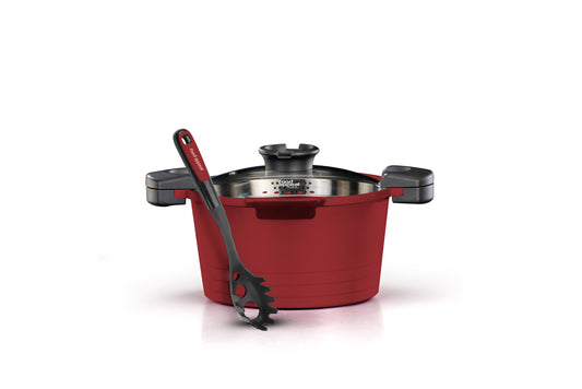 סיר רב תכליתי 24 סמ 4.7 ליטר+כף הגשה BLACK MARBLE אדום