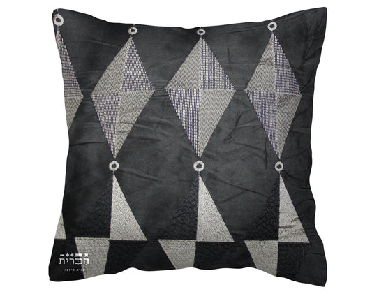 כרית נוי משולשים שחור אפור