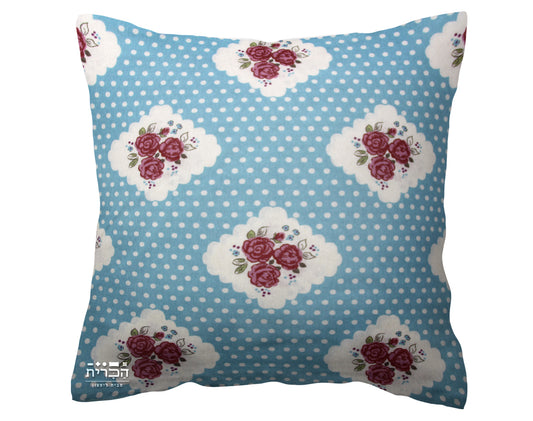 כרית נוי נקודות ופרחים