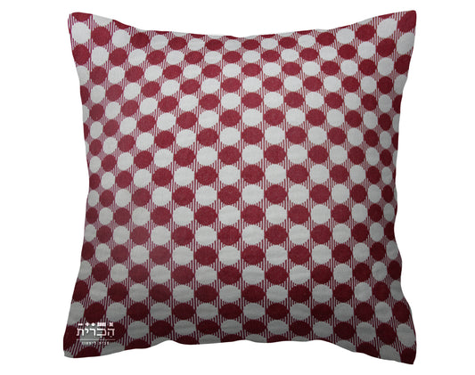 כרית נוי עיגולים באדום לבן