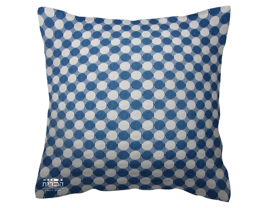 כרית נוי עיגולים בכחול לבן