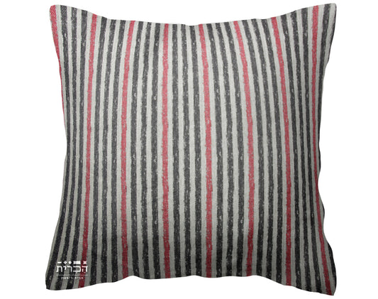 כרית נוי פסים אדום אפור