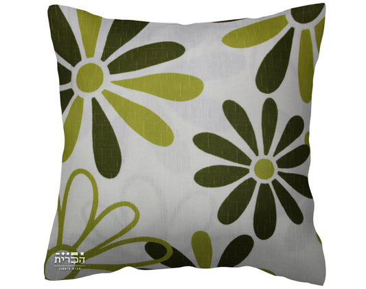 כרית נוי פרחים בגוון ירוק