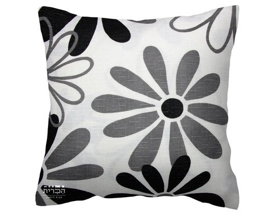 כרית נוי פרחים בגווני אפור