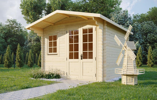 מחסן עץ אירופאי 3x3 מטר עובי 34 מ"מ מבית Evergreen