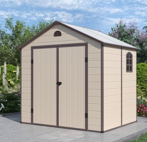 מחסן גינה מפלסטיק 2.42x1.92x2.39 מטר דגם Ave G מבית EverGreen