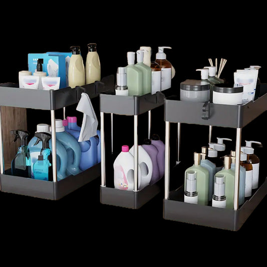 ארגונית מתחת לכיור - 3 חלקים עם 2 קומות