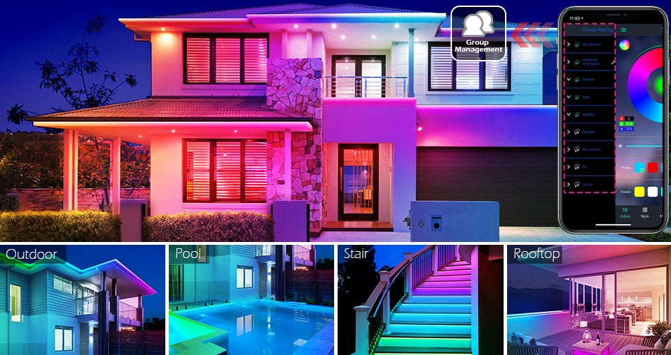 פס לד צבעוני RGB באורך 3 מטרים לתנאי פנים או חוץ כולל אפליקציה לסמארטפון IPHONE ANDROID