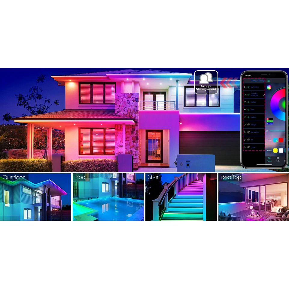 פס לד צבעוני RGB באורך 3 מטרים לתנאי פנים או חוץ כולל אפליקציה לסמארטפון IPHONE ANDROID