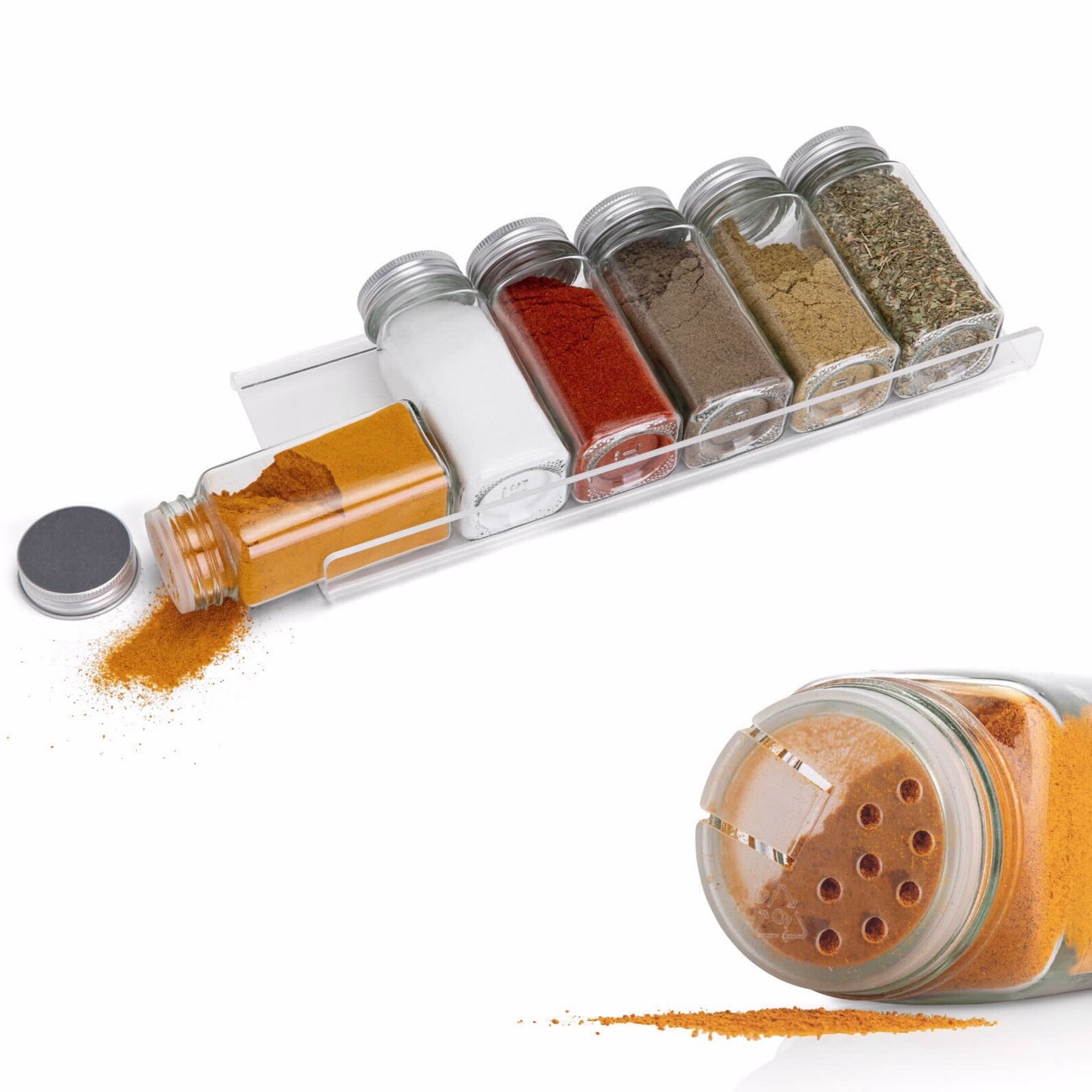 סט 6 צנצנות תבלינים במעמד אקריל
