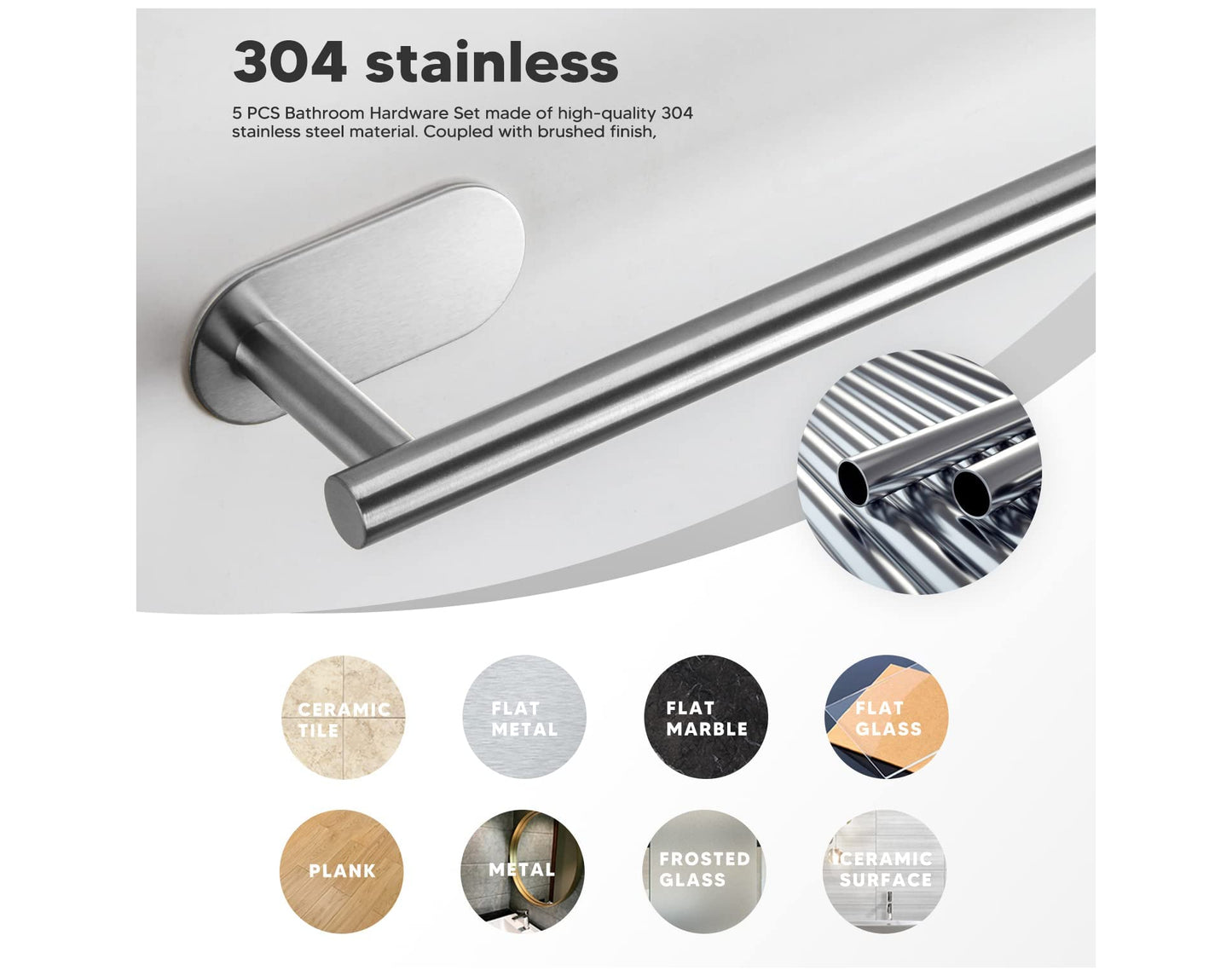 סט 5 יח מתלה מגבות מנירוסטה- כסוף