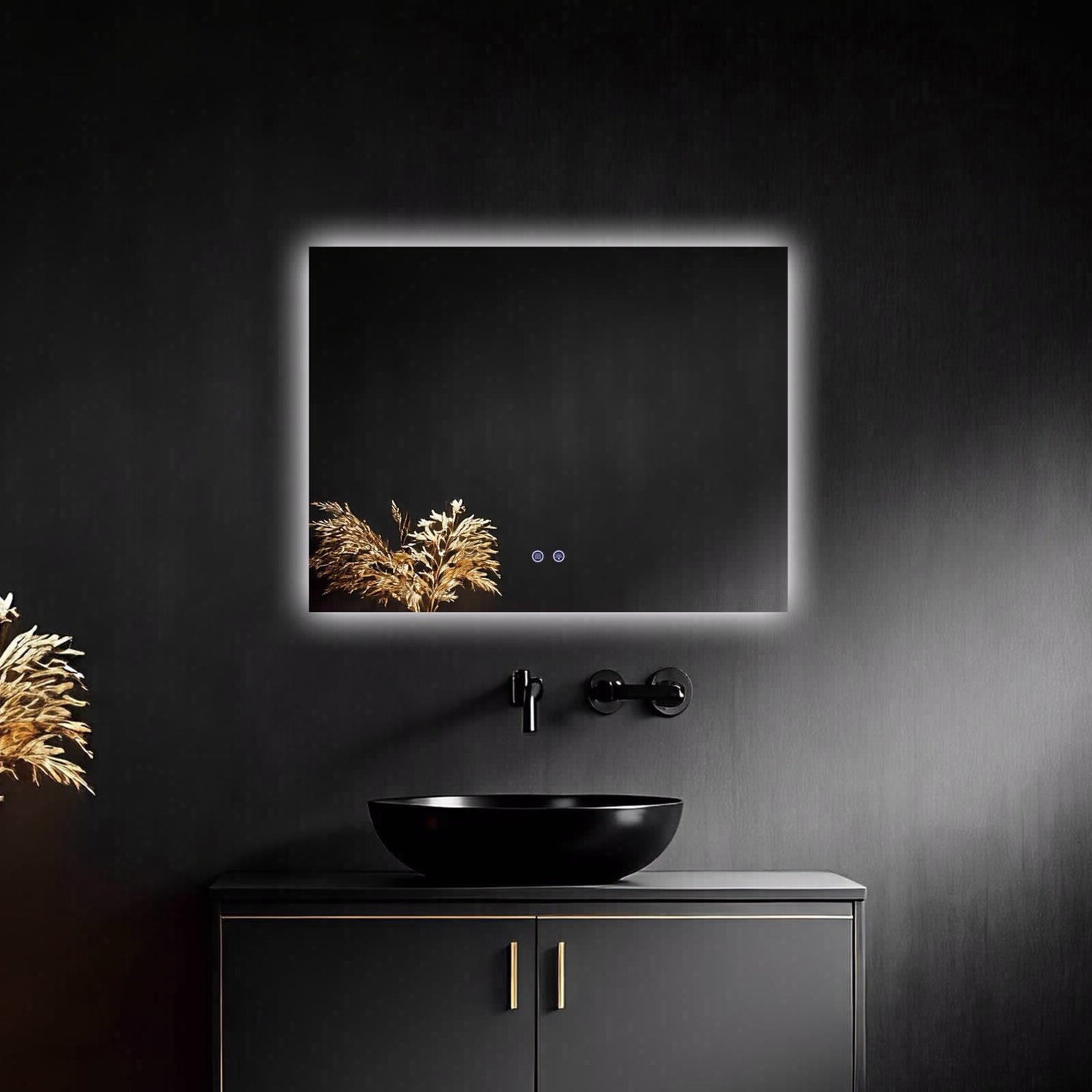 מראה מלבנית 80/60 עם תאורת לד 3 צבעים מפשיר אדים