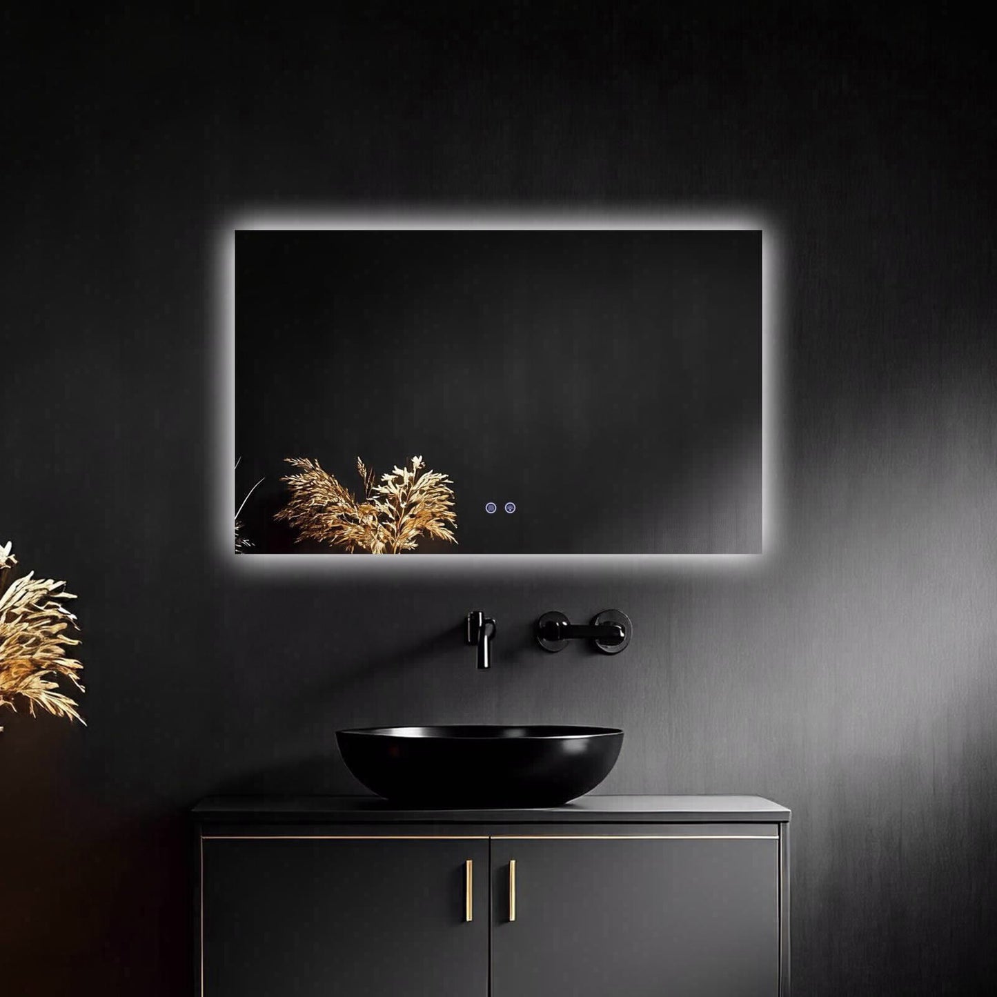 מראה מלבנית 100/60 עם תאורת לד 3 צבעים מפשיר אדים