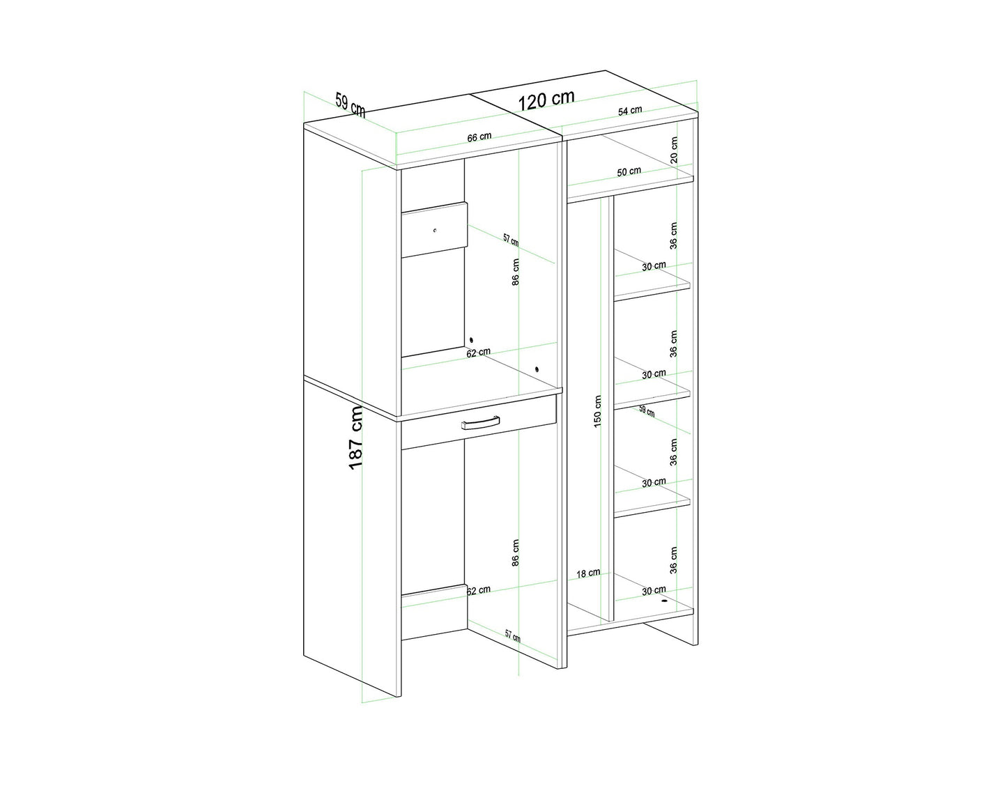 ארון שירות לחדר כביסה אולגה 6109