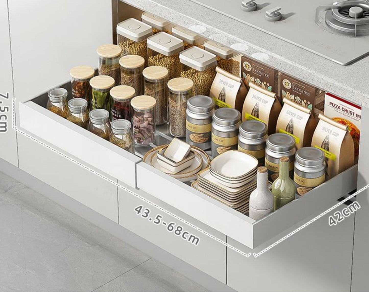 זוג ארגוניות נשלפות מחולקת לארון מידה רחב