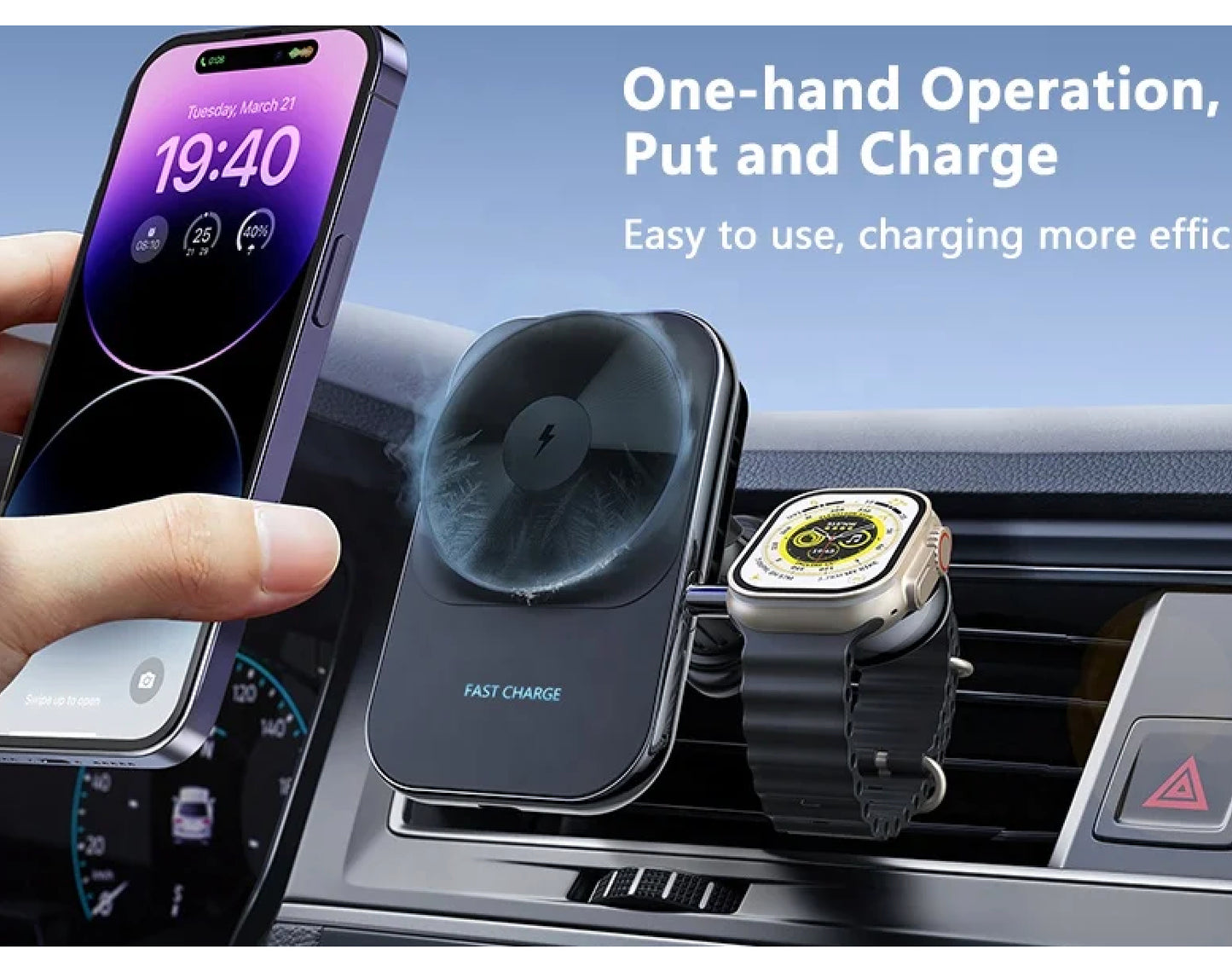 MagCharge Duo S15 – מטען אלחוטי מגנטי 2 ב-1 עם קירור לאייפון ול-Apple Watch