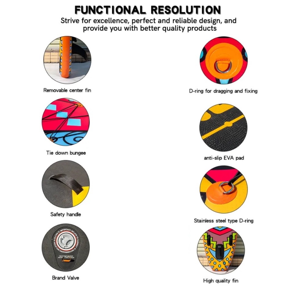 סאפ מתנפח כולל משוט צבע אדום בשילוב שחור