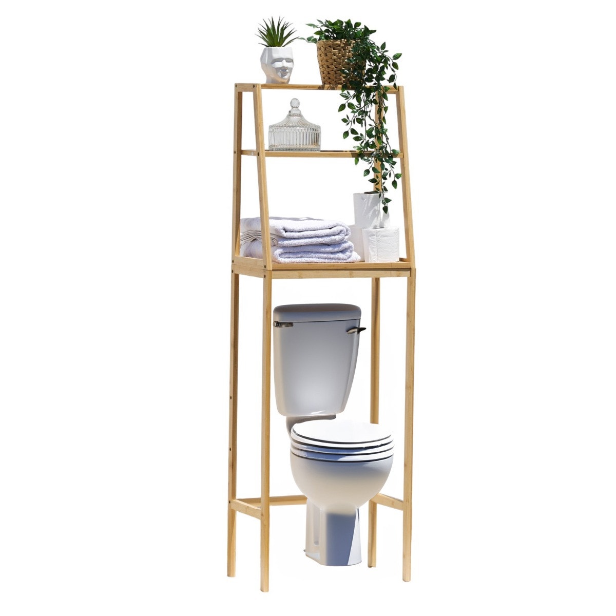 מעמד 3 מדפים מעל האסלה עשוי במבוק