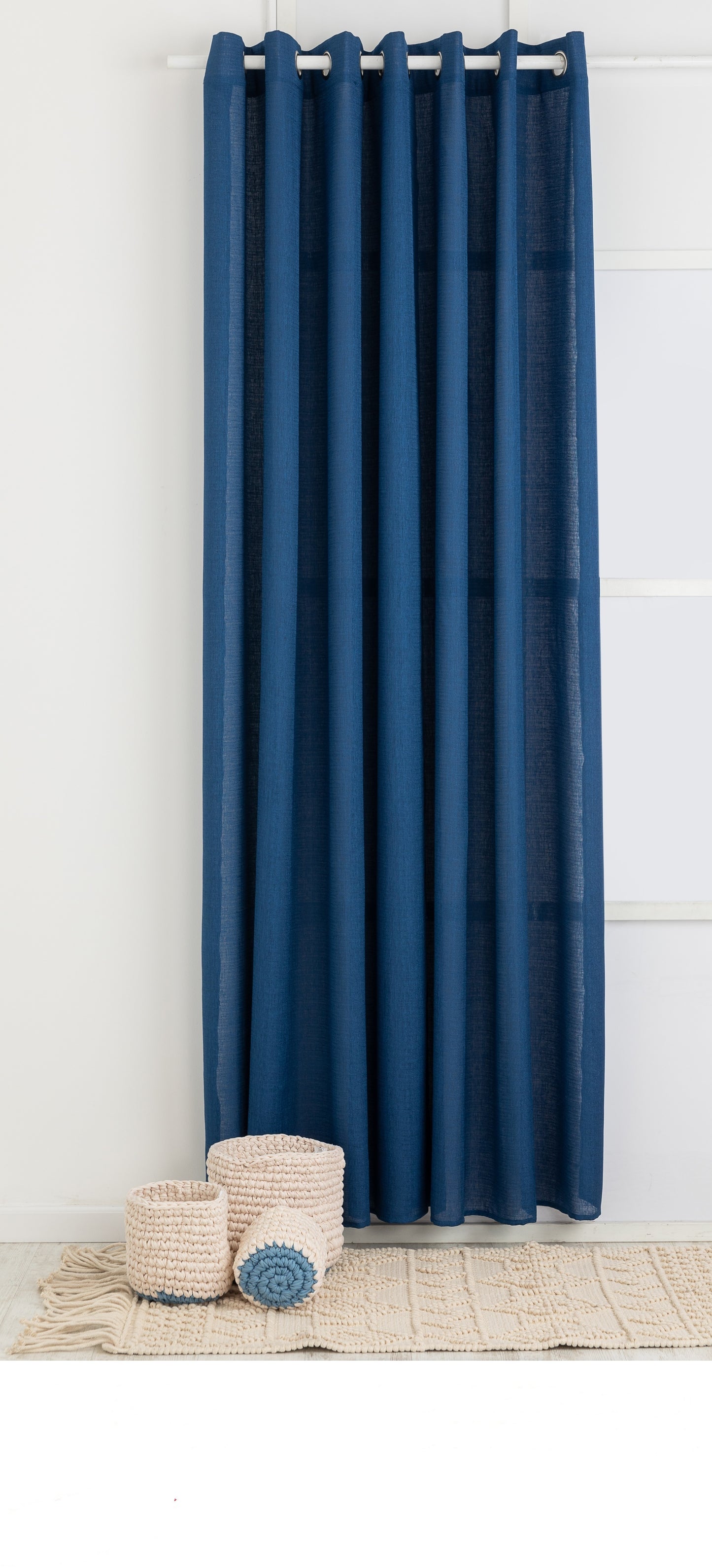 וילון רינג פטרה 250*140 כחול נייבי