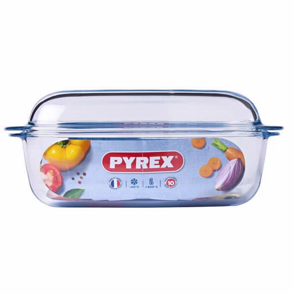 סיר זכוכית מלבני 6.7 ליטר+מכסה Pyrex Essentials