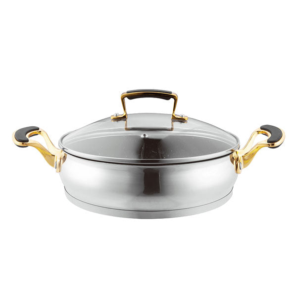 סוטאז' נירוסטה DREAM CHEF בציפוי NON-sticky עם ידיות זהב מידות 28X28X8.5